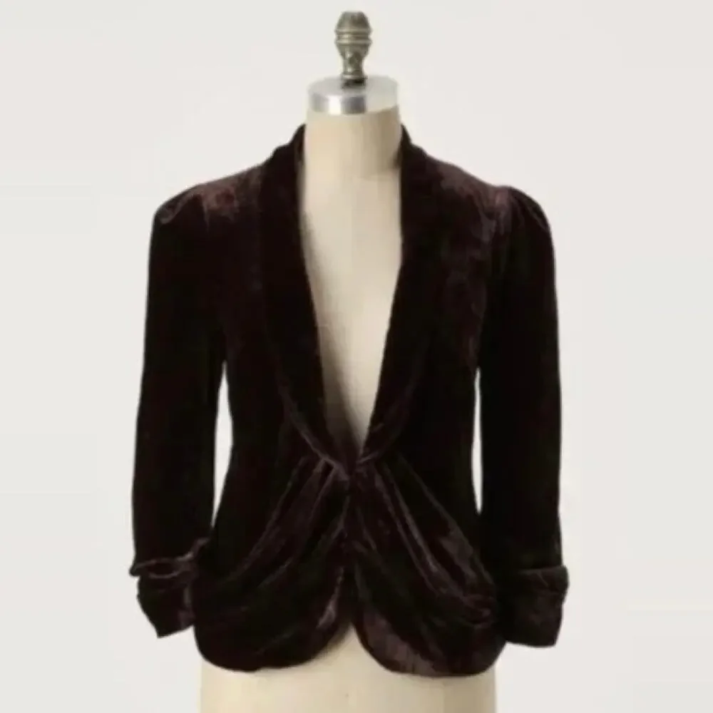 Anthropologie Elevenses Cyclorama Drape Velvet Blazer Jacket size 0